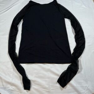 Free People Crew Neck Pullover Sheer Long Sleeve Mesh Black Size M